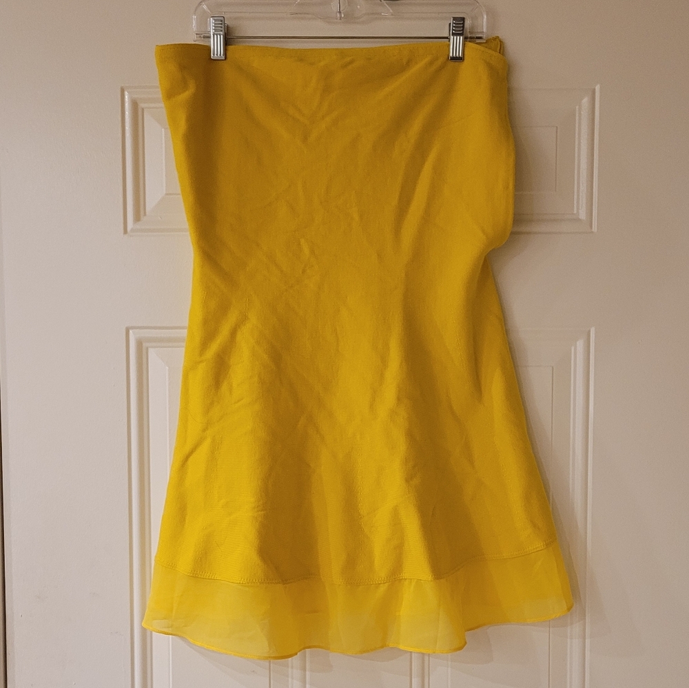Anthropologie Yellow Strapless Mini Dress